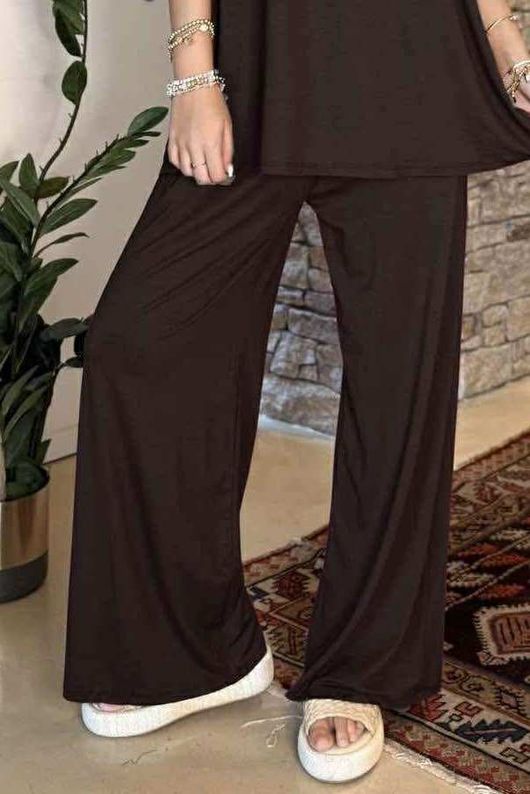 Made in Italy Essential Wide Leg Pant Chocolate /10 =